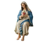 Resin Virgin Mary Statue, Hand Painted Catholic Figurine, 8 Inch Our Lady Sculpture with Detailed Finish, Religious Decor Accessory, Home Ornament with Elegant Design, Figurine for Desk Shelf Mantel