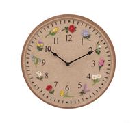Resin Wall Clock 12 Inch With 12 Flowers Waterproof And Weather Resistant IP44 Rated With Anti Fog Technology For Outdoor, Spa, And Hotel Settings