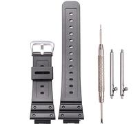 Resin Watch Band Compatible with Casio G-Shock GA2100 GA2110 GA-B2100 Series Black Men's Replacement Strap Sports Waterproof Bracelet (Black Silver Buckle)