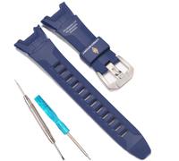 Resin Watch Band Replacement for Casio PRG-110C PRW-1300 PAW-1300 Men's waterproof sport Rubber Strap (Dark Blue L)
