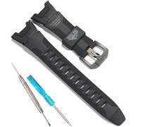 Resin Watch Band Replacement for Casio PRG-110Y PRG-110C PRW-1300 PAW-1300 Wirstband Black Metal Buckle Strap (Black_S)