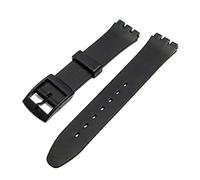 Resin Watch Strap Band to fit Standard Swatch Watch 17mm Black with Black Buckle