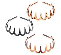 Resin Wavy Tooth Hairband Set - 3PCS Non-Slip Headbands for Women Zig-Zag Headband Comfortable for Washing Face Makeup
