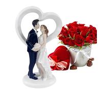 Resin Wedding Cake Topper Elegant Bride Figurine and | European style bride and groom with hat and delicate details, cake decoration, romantic gift for couples, ideal for