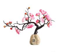 Resin Wintersweet Decor with Chinese Design Elements for Stylish Placement in Living Room Study Room or Bedroom Setting (Wu + Powder)