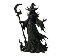 Resin Witch Statue, Halloween Gothic Witch Figurine, Handmade Hand-Painted Sculpture, Dark Faceless Ghost Halloween Decoration, Home Decor for Desktop Ornament, Outdoor & Indoor Decoration (Black)