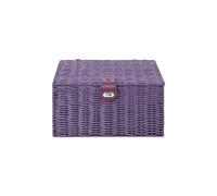Arpan Large Resin Woven Storage Basket Box With Lid & Lock - Purple