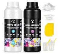 ResinAngel 1L (32OZ) Epoxy Resin Kit, Easy Mix 1:1 Crystal Clear Self-Leveling Coating Resin, Low Viscosity, No Yellowing, Bubble-Free for Flower Preservation Art Crafts, Tumblers & Wood Inlays