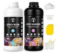 ResinAngel 2L (64OZ) Epoxy Resin Kit, 1:1 Mixing Ratio Self-Leveling, Super Clear,High Gloss,Low Viscosity for Beginners Coasters, Jewelry, Flower Preservation, Wood Projects, DIY Crafts