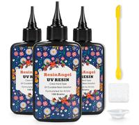 ResinAngel 300g UV Resin Set with Casting Tools -Super Clear, Hard, Low Odor, Premixed UV Epoxy Fast Curing for Beginners Jewelry Making, DIY Crafts, Coating and Resin Art