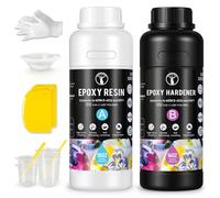 ResinAngel 32OZ / 1L Epoxy Resin Kit - Self-Leveling & Anti-Yellow Clear Resin, Easy 1:1 Ratio for Coasters, Bar Tops, Jewelry, Art Resin Projects