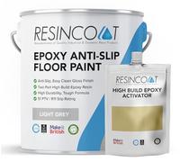 Resincoat Anti Slip Epoxy Floor Paint - 2-Part Textured Resin Coating for Concrete - Hard Wearing, High Build, Non-Slip Finish - Easy DIY Application - Made in the UK (Light Grey)