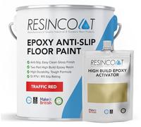 Resincoat Anti Slip Epoxy Floor Paint - 2-Part Textured Resin Coating for Concrete - Hard Wearing, High Build, Non-Slip Finish - Easy DIY Application - Made in the UK (Traffic Red)
