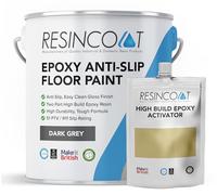 Resincoat Anti Slip Epoxy Floor Paint - 2-Part Textured Resin Coating for Concrete - Hard Wearing, High Build, Non-Slip Finish - Easy DIY Application - Made in the UK - Dark Grey - 1kg