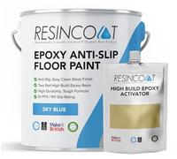 Resincoat Anti Slip Epoxy Floor Paint - 2-Part Textured Resin Coating for Concrete - Hard Wearing, High Build, Non-Slip Finish - Easy DIY Application - Made in the UK (Sky Blue)