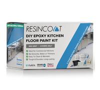 Resincoat Food Safe Kitchen Floor Paint Kit - Complete Primer, Epoxy Paint & Tools Bundle - Antibacterial & Anti Slip Finish for Food Prep & Commercial Kitchens - 20m2 Coverage (Mid Grey)