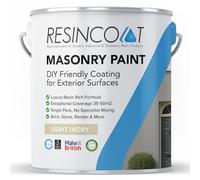 Resincoat Masonry Paint, Durable Exterior Paint for Walls & Outdoor Surfaces, Weather Resistant, Low VOC Single Pack Acrylic Resin Formula, Up to 50m2 Coverage, Smooth Matt Finish, Light Ivory, 5KG