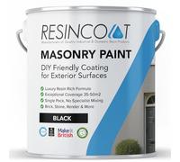 Resincoat Masonry Paint, Durable Exterior Paint for Walls & Outdoor Surfaces, Weather Resistant, Low VOC Single Pack Acrylic Resin Formula, Up to 50m2 Coverage, Smooth Matt Finish, Black, 5KG