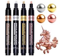 Resiners Chrome Paint Pen, Mirror Chrome Marker for Metal Model, Glass Coloring, Stroke, Painting, DIY Craft, Reflective Gloss, 2-5 mm Larger Application Area, Epoxy Resin Tools (4 Colors)