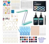 Resiners UV Resin Kit with Light for Adults, 190PCS UV Resin Jewelry Making Kit, Resin Accessories for Keychains, Earrings, Necklaces, Adult DIY Crafts - Not a Toy
