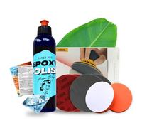 ResinPro® Mega Resin Polishing Kit - Epoxy Polish Cream, Polishing Sponges, Sanding Pads in Various Grits | Step-by-Step Guide Included | Ideal for Plastic and Resin Crafting | Surface Brilliance Made