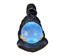 Resins Halloween Death God Statue With LED Light Illuminating Crystal Ball And Floating Bats Liquid Motion Globes Decors Halloween Party Decoration Resins Art