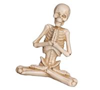 Resins Meditating Skeleton Miniature Figurine Halloween Wizard Skull Decoration Piece For Bookshelves Or Mantels Display Realistic Skull Figurine