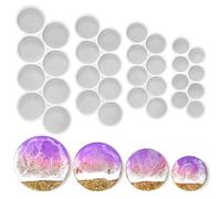 RESINWORLD - 32 Cavity Set 2" 1.75" 1.5" 1.25" Earring Magnet Mold Round Silicone Resin Keychain