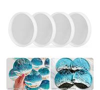 RESINWORLD 4 Pack 4 inches Thick Round Coaster Molds, Coaster Silicone Molds for Resin Casting, Geode Agate Silicone Coaster Epoxy Casting Mold