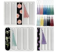 ResinWorld Set of 3 Shiny Bookmark Molds, Silicone with Tassels, Small Medium Rectangle