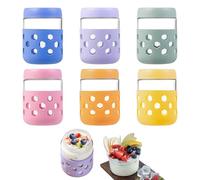 Resiprolty 6 Pcs 500Ml Overnight Oats Jar with Silicone Sleeves Overnight Oats Containers with Lids, Glass Jar with Screw Lid Leakproof 1Overnight Oats1 Container, Salad Jar, Yoghurt Pots