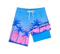 Resiprolty Boys Swim Trunks Size 10-12 with Compression Liner Boy Swim Shorts Quick Dry Boys Bathing Suit Swimsuit Swimwear Kids Beach Board Shorts Athletic Running Swimmming Trunks Coconut Tree