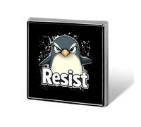 Resist Angry Penguins Square Metal Badge Printed Brooches Cute Button Decorations Pins for Backpack Clothing