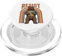 Resist California Bear Holding State Map Retro Rainbow PopSockets PopGrip for MagSafe