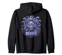 Resist Cyberpunk Medusa AI Hacker Rebel Future Zip Hoodie