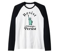 resist dissent persist feminist women american Flag Liberty Raglan Baseball Tee