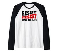 Resist Erase Hate Stop the Hate Protest Fight Racism Eracism Raglan Baseball Tee
