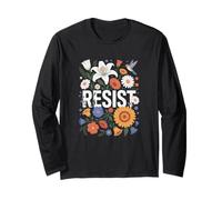 Resist Floral Protest Feminist Political Women Anti-Trum Long Sleeve T-Shirt