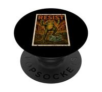 Resist Frog With Foot On Ice Action Poster Style Wake Up PopSockets Adhesive PopGrip