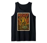 Resist Frog with Foot On Ice Action Poster Style Wake Up Tank Top