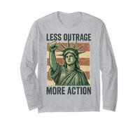 Resist Less Outrage More Action Statue of Liberty Protest Long Sleeve T-Shirt