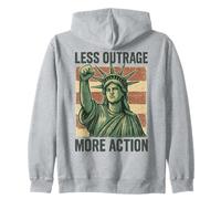 Resist Less Outrage More Action Statue of Liberty Protest Zip Hoodie