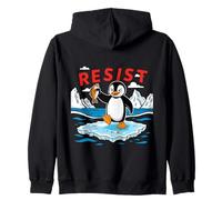 Resist Penguin Climate Change Message Zip Hoodie