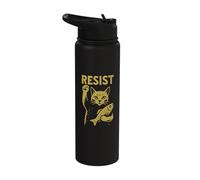 Resist Rebel Cat Activist Protest Against High Tariffs Funny Stainless Steel Insulated Water Bottle