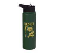 Resist Rebel Cat Activist Protest Against High Tariffs Funny Stainless Steel Insulated Water Bottle