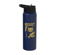 Resist Rebel Cat Activist Protest Against High Tariffs Funny Stainless Steel Insulated Water Bottle