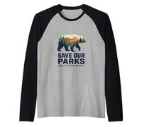 Resist Save Our Parks National Park Bear Nature Protection Raglan Baseball Tee