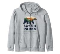 Resist Save Our Parks National Park Bear Nature Protection Zip Hoodie