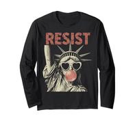 Resist Statue Liberty Bubblegum Equality Retro Edgy Protest Long Sleeve T-Shirt