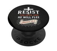 Resist The Devil And He Will Flee Women Men Christian PopSockets Adhesive PopGrip